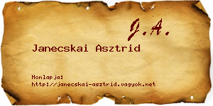 Janecskai Asztrid névjegykártya